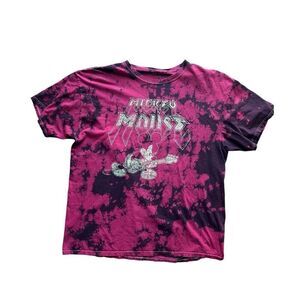 Disney Mickey Mouse red tie dye rock n roll guitar t shirt heavy metal men’s L